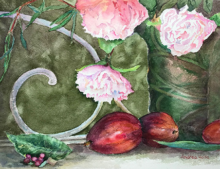Pears and Peonies by Andrea Holte